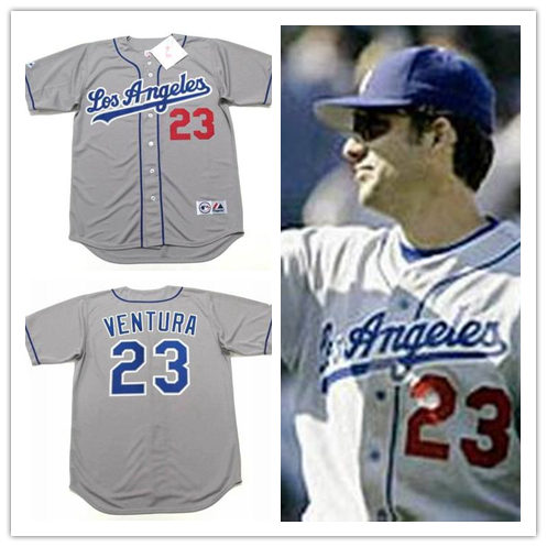 Men's Los Angeles Dodgers #23 ROBIN VENTURA 2004 Majestic Throwback Away Baseball Jersey