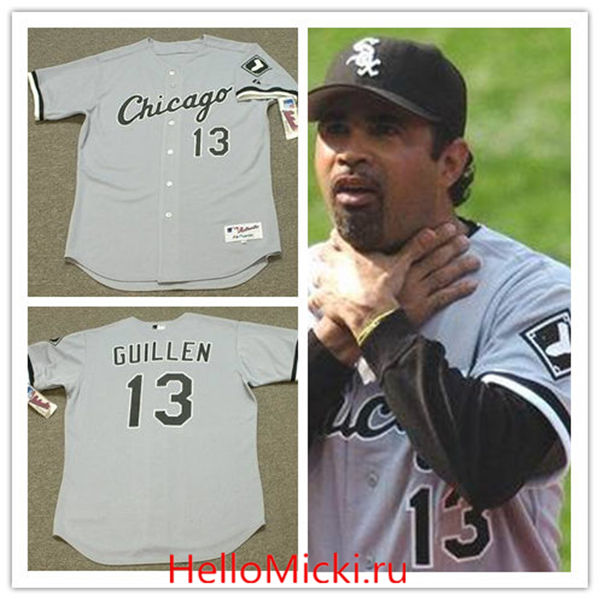 Men's Chicago White Sox #13 OZZIE GUILLEN Majestic Authentic Away Gray Baseball Jersey