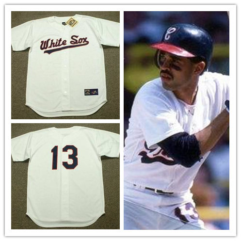 Men's Chicago White Sox #13 OZZIE GUILLEN 1987 Majestic Cooperstown  White Home Jersey
