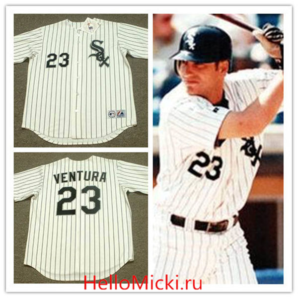 Men's Chicago White Sox #23 ROBIN VENTURA 1994 Majestic Throwback White Home Baseball Jersey