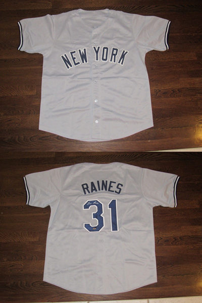 Mens New York Yankees #31 TIM RAINES Grey Majestic Cooperstown Throwback Jersey