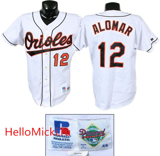 Men's Baltimore Orioles #12 Roberto Alomar Home White Cool Base Jersey