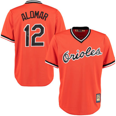 Men's Baltimore Orioles #12 Roberto Alomar Majestic Orange Cool Base Cooperstown Collection Player Jersey