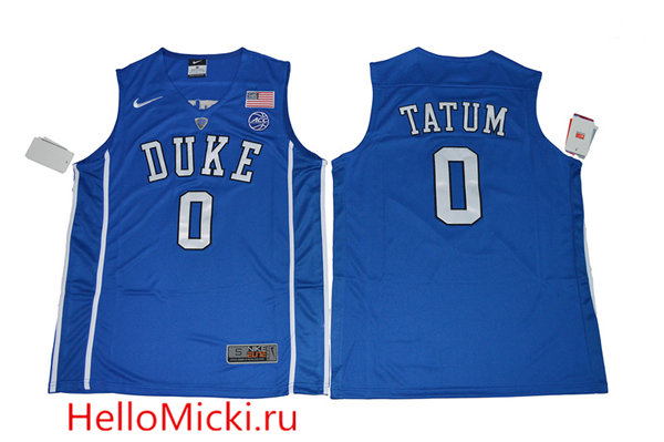 Men's Duke Blue Devils #0 Jayson Tatum V Neck College Basketball Authentic Jersey - Blue