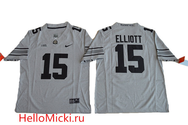 Men's Ohio State Buckeyes #15 Ezekiel Elliott Heather Gridiron Gray II College Football Limited Jerseys