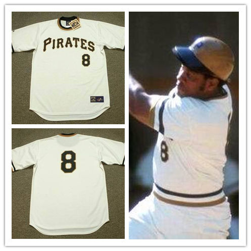 Men's Pittsburgh Pirates #8 WILLIE STARGELL 1971 Majestic Cooperstown Throwback White Home Baseball Jersey