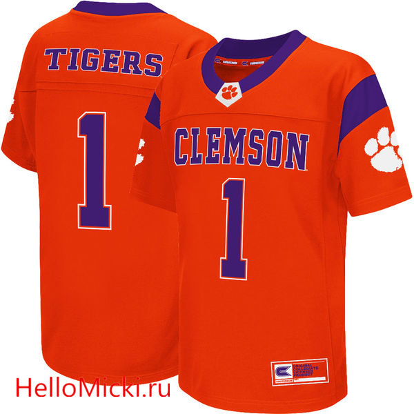 Men's Clemson Tigers #1 Colosseum Orange Football Jersey