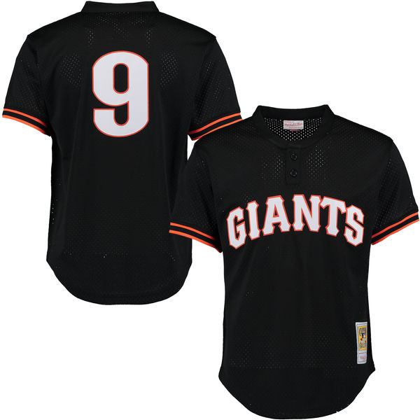 Men's San Francisco Giants Retired Player #9 Matt WilliamsMitchell & Ness Black Cooperstown Mesh Batting Practice Jersey