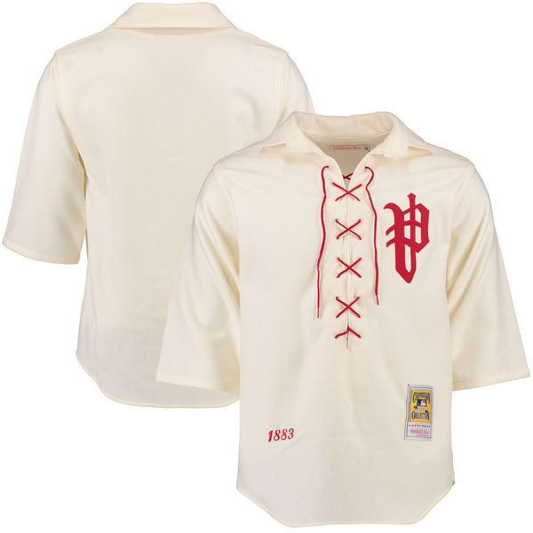 Men's 1883 Philadelphia Quakers Mitchell & Ness Cream Authentic Throwback Jersey