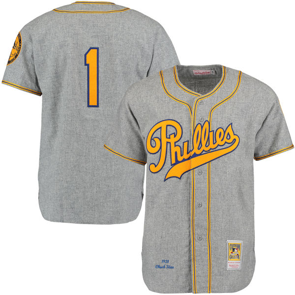 Men's 1938 Philadelphia Phillies Chuck Klein Mitchell & Ness Gray Authentic Throwback Jersey