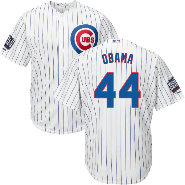 Men's Chicago Cubs #44 President Barack Obama White Cool Base Jersey