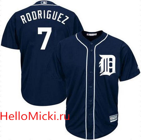 Men's Detroit Tigers #7 Ivan Rodriguez Retired Navy Blue Stitched MLB Majestic Cool Base Jersey