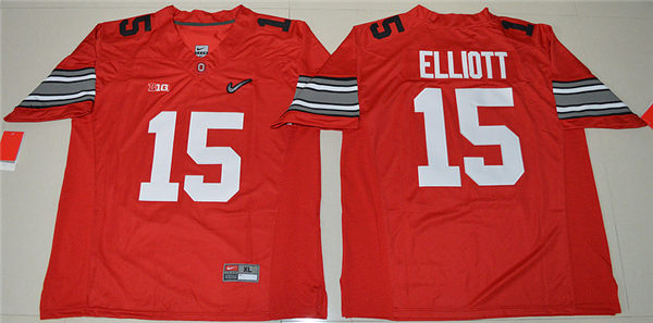 Men's Ohio State Buckeyes #15 Ezekiel Elliott Red Nike 1968 throwback version College Football Jersey