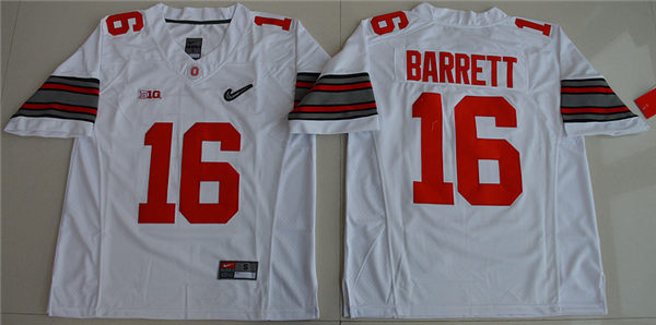 Men's Ohio State Buckeyes #16 J.T. Barrett White Nike Diamond Quest College Football Jersey