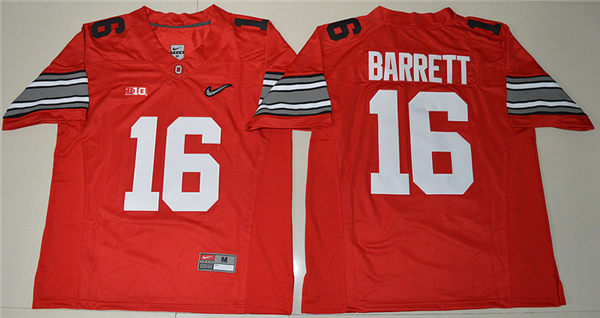 Men's Ohio State Buckeyes #16 J.T. Barrett Red Nike Diamond Quest College Football Jersey