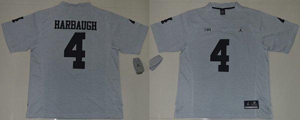 Men's  Michigan Wolverines #4 Jim Harbaugh Gridiron Gray II College Football Limited Jerseys 