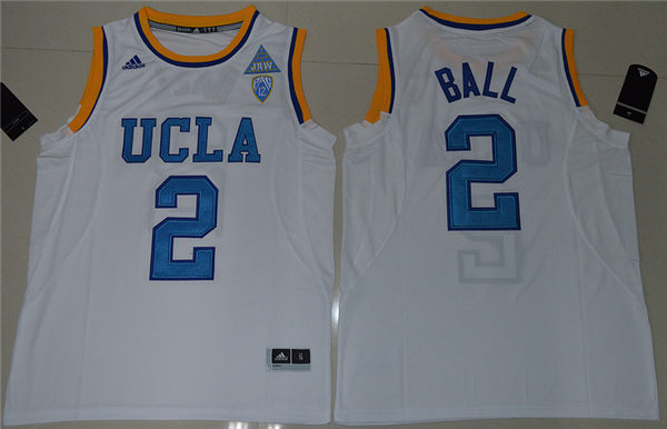 Mens UCLA Bruins #2 Lonzo Ball White Adidas College Basketball Game Jersey