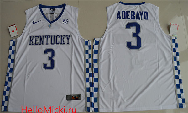 Men's Kentucky Wildcats #3 Edrice Adebayo White College Basketball Hype Elite Jersey