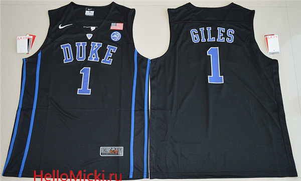 Men's Duke Blue Devils #1 Harry Giles Black V Neck College Basketball Authentic Jersey