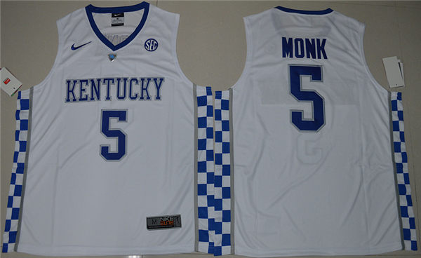 Men's Kentucky Wildcats #5 Malik Monk White College Basketball Hype Elite Jersey