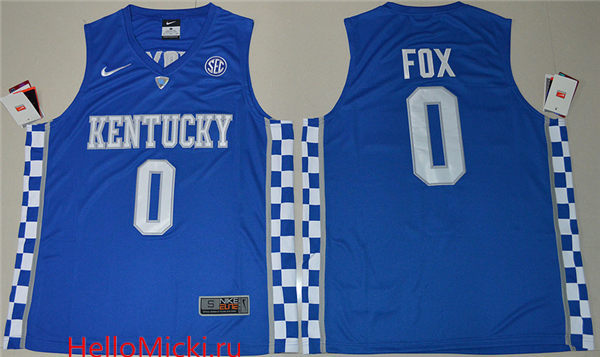 Men's Kentucky Wildcats #0 De'Aaron Fox Royal Blue College Basketball Hype Elite Jersey
