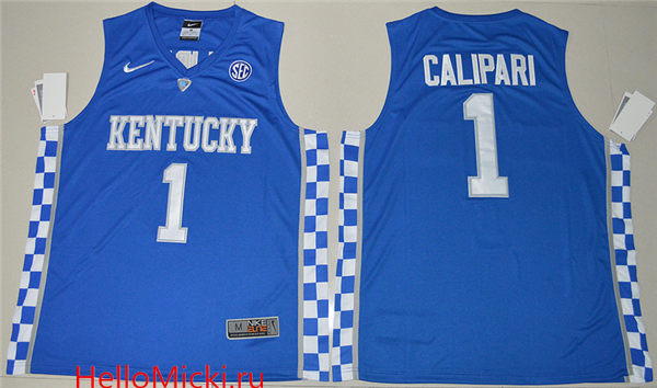 Men's Kentucky Wildcats Coach #1 John Calipari Royal Blue College Basketball Hype Elite Jersey