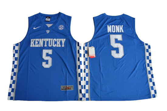 Men's Kentucky Wildcats #5 Malik Monk Royal Blue 2017 College Basketball Elite Jersey