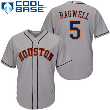 Men's Houston Astros #5 Jeff Bagwell Retired Gray Stitched MLB Majestic Cool Base Jersey