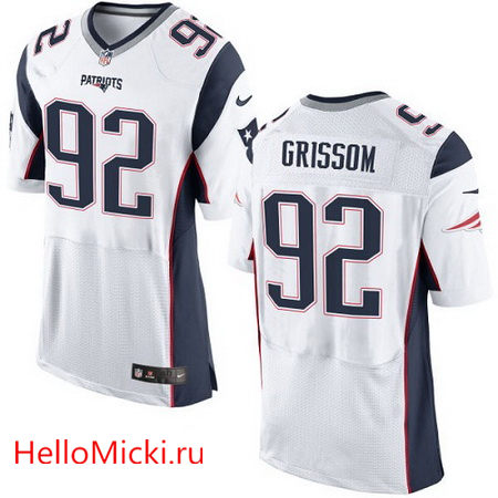 Men's New England Patriots #92 Geneo Grissom White Road Stitched NFL Nike Elite Jersey