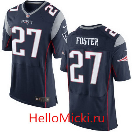 Men's New England Patriots #27 D. J. Foster Navy Blue Team Color Stitched NFL Nike Elite Jersey