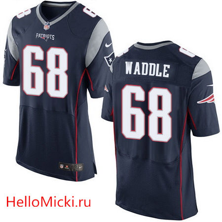 Men's New England Patriots #68 LaAdrian Waddle Navy Blue Team Color Stitched NFL Nike Elite Jersey