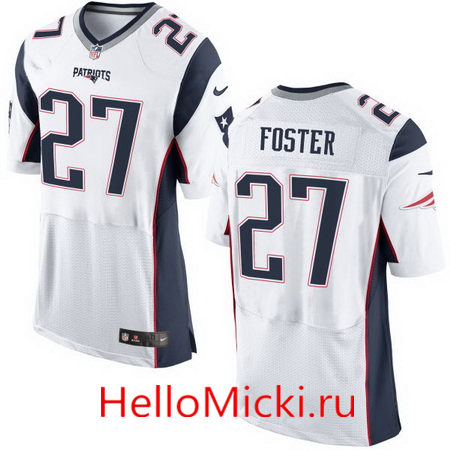 Men's New England Patriots #27 D. J. Foster White Road Stitched NFL Nike Elite Jersey