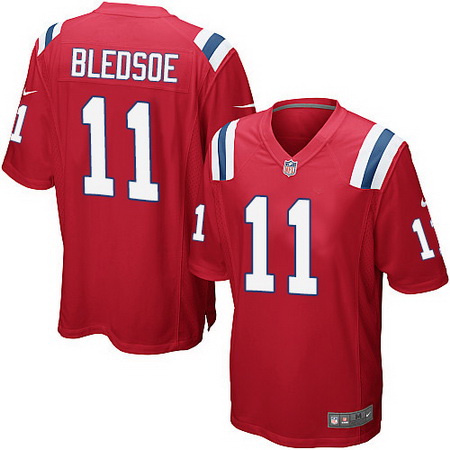 Youth New England Patriots Retired Player #11 Drew Bledsoe Red Stitched NFL Nike Game Jersey