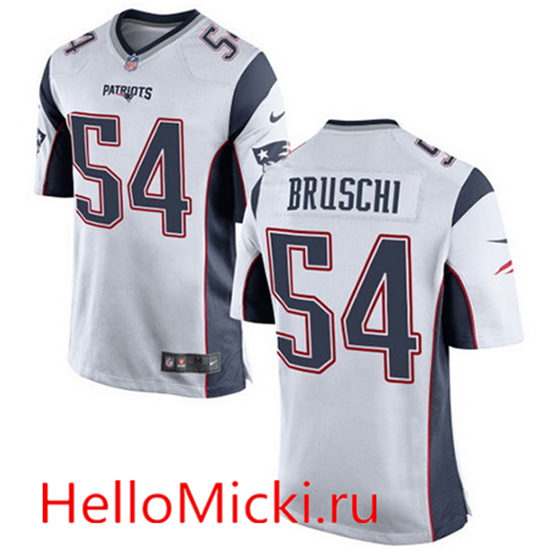 Youth New England Patriots Retired Player #54 Tedy Bruschi White Stitched NFL Nike Game Jersey