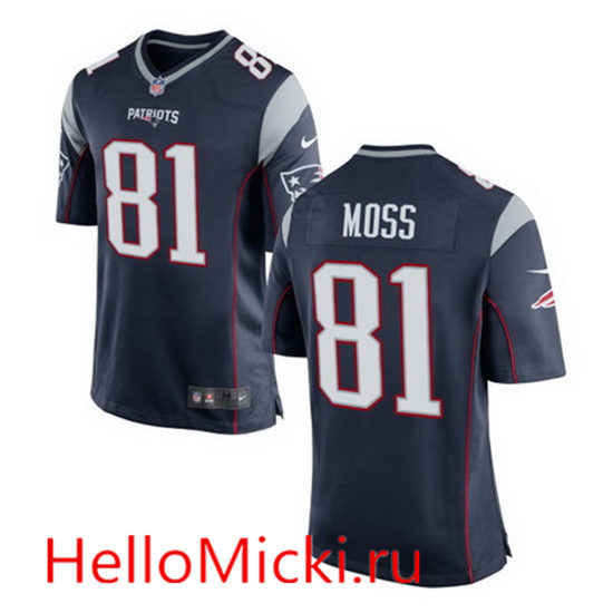Youth New England Patriots Retired Player #81 Randy Moss Navy Blue Stitched NFL Nike Game Jersey