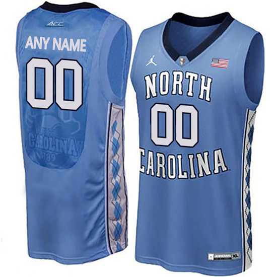 Men's Customized North Carolina Tar Heels Personalized College Basketball Jersey - Blue