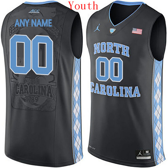 Youth North Carolina Tar Heels Customized College Basketball Jersey - Black