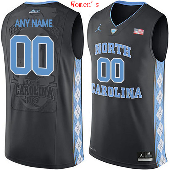 Women's North Carolina Tar Heels Customized College Basketball Jersey - Black