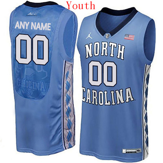 Youth North Carolina Tar Heels Customized College Basketball Jersey - Blue
