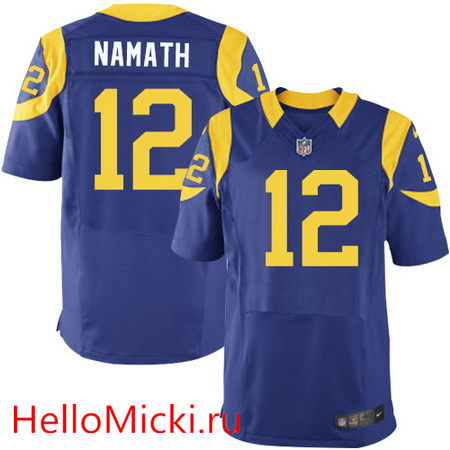 Men's Los Angeles Rams Retired Player #12 Joe Namath Royal Blue Alternate Stitched NFL Nike Elite Jersey