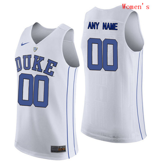 Women's Duke Blue Devils White V Neck Custom College Basketball Limited Jersey