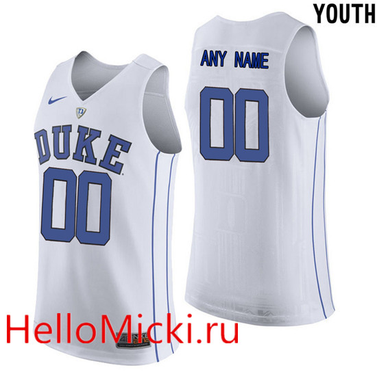 Youth Duke Blue Devils White V Neck Custom College Basketball Limited Jersey