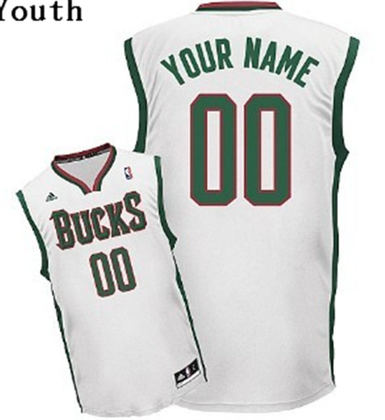 Kids Milwaukee Bucks Customized White Jersey