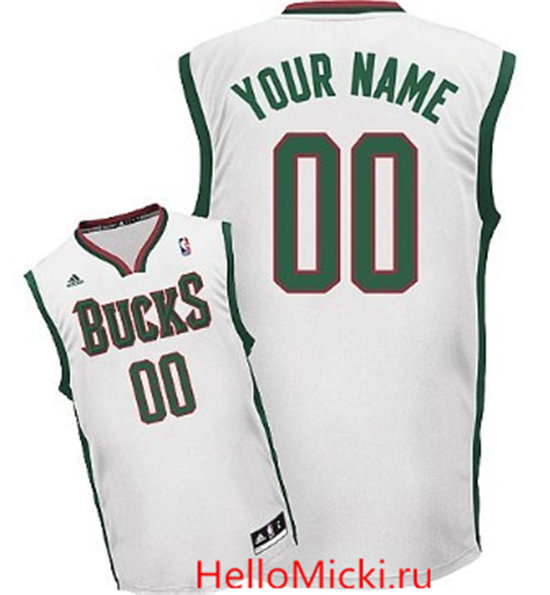 Mens Milwaukee Bucks Customized White Jersey