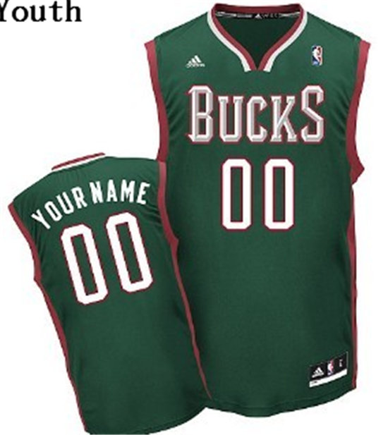 Kids Milwaukee Bucks Customized Green Jersey