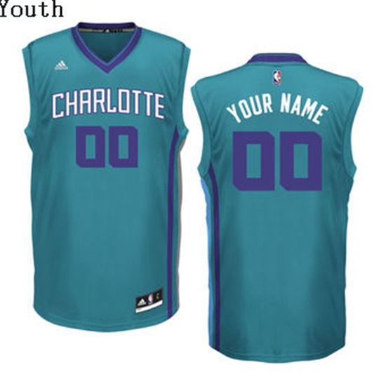 Youth Charlotte Hornets adidas Teal Custom Replica Alternate Jersey