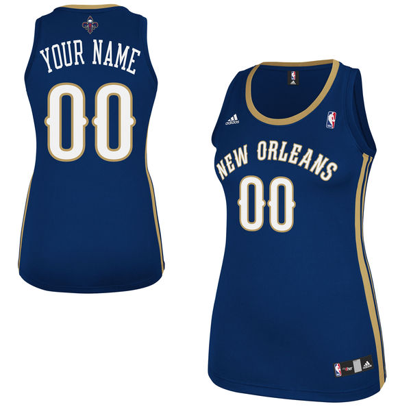 adidas New Orleans Pelicans Women's Custom Replica Road Jersey - Navy Blue