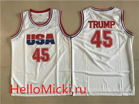 Men's Team USA #45 Donald Trump White 2016 Commemorative Edition Stitched Basketball Jersey