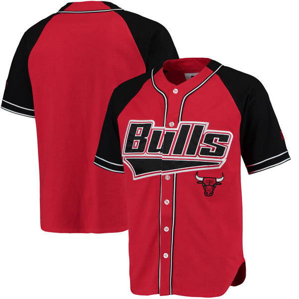 Men's Chicago Bulls Blank Starter Red Black Baseball Jersey