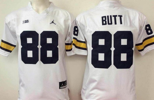 Men's Michigan Wolverines #88 Jake Butt White Stitched College Football Brand Jordan NCAA Jersey